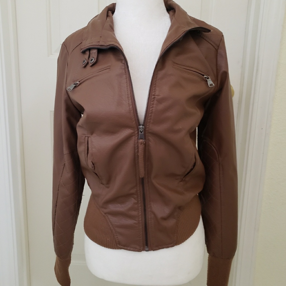 BROWN FAUX LEATHER JACKET